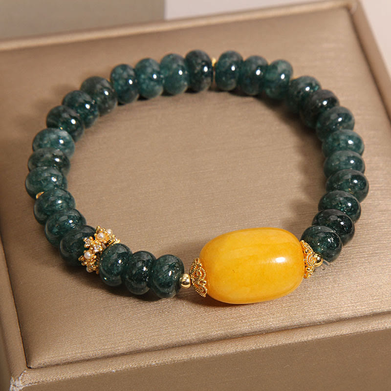 KarmaRipple's Green Jade Abacus Beadwork Topaz Fortune Bracelet p7