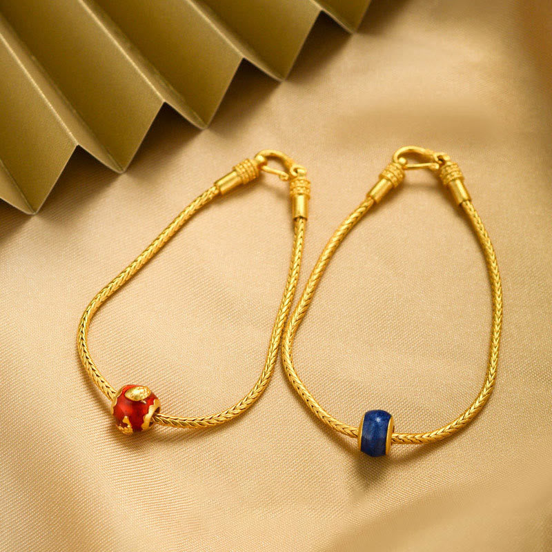 KarmaRipple's Tibetan 18K Gold Om Mani Padme Hum Fortunate Koi Fish Fu Character Ingot Bronze Coin Peace Bracelet p8