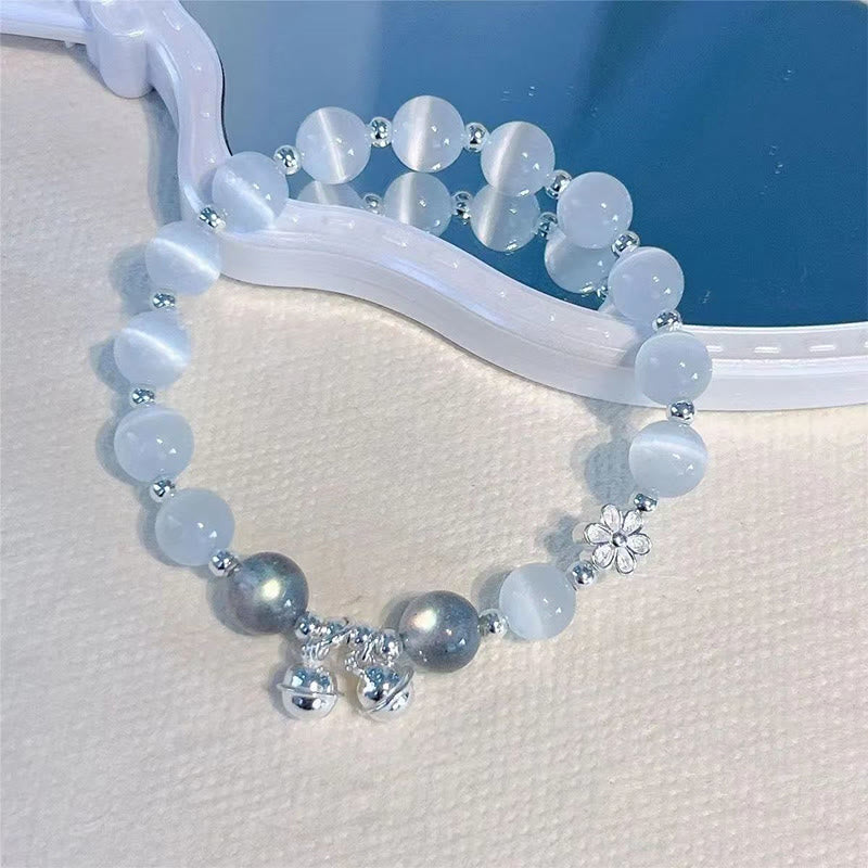 KarmaRipple's Cat's Eye Gemstone Peach Blossom Bell Fu Character Talisman Support Bracelet p5