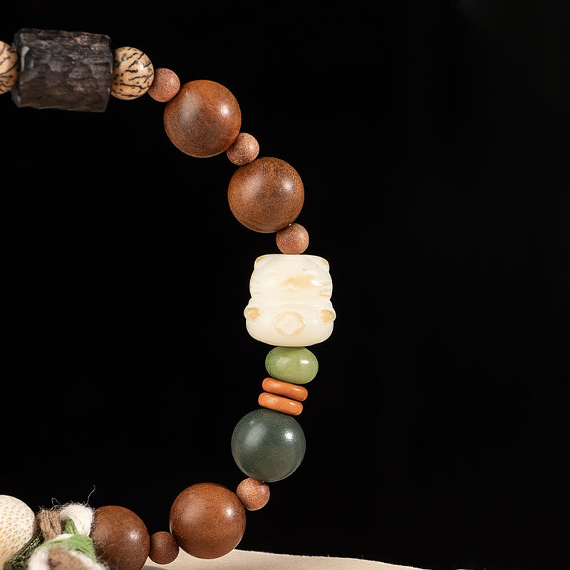KarmaRipple's Lightning Strike Wood Bodhi Seed Cat Paw Claw Auspiciousness Protection Tassel Bracelet p4
