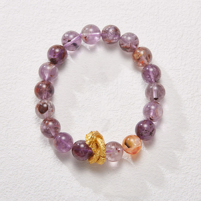 KarmaRipple's Purple Phantom Bronze Gold-plated Dragon Wisdom Bracelet p1