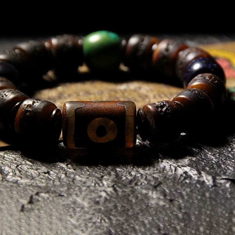 KarmaRipple's Tibetan Yak Bone Dzi Bead Turquoise Keep Away Evil Spirits Bracelet p6