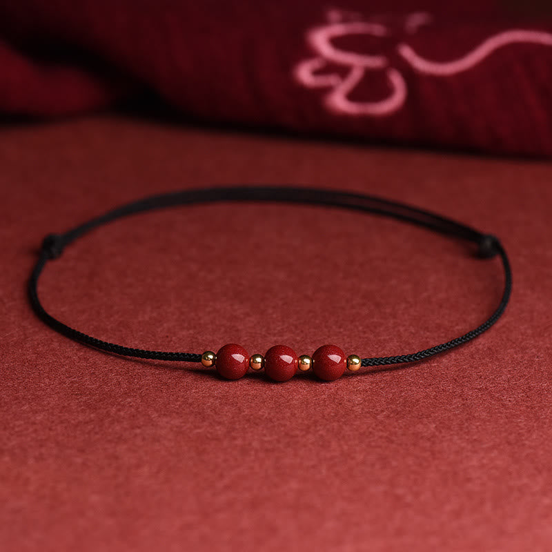 KarmaRipple's Authentic Fortunate Cinnabar Bead Blessing String Bracelet Anklet p44