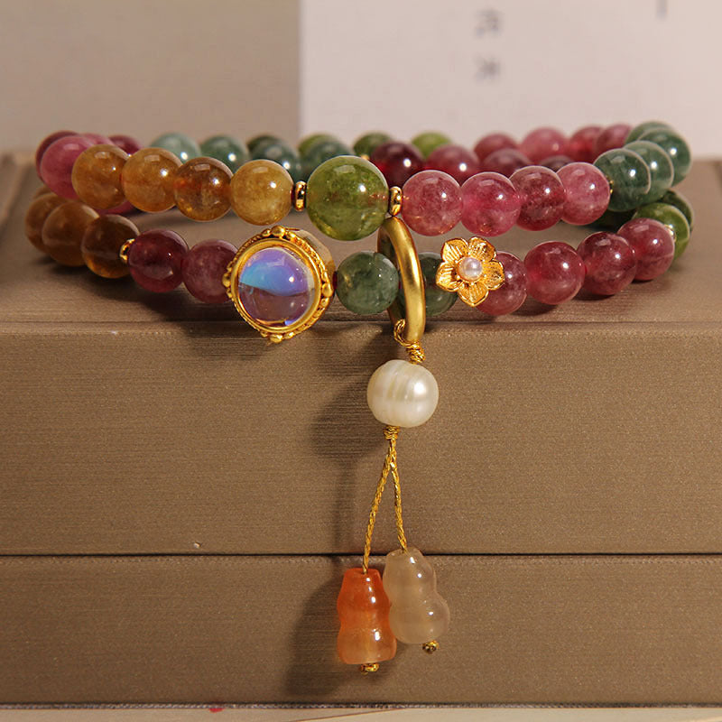 KarmaRipple's Multicolored Tourmaline Positive Double Wrap Gourd Talisman Bracelet p8