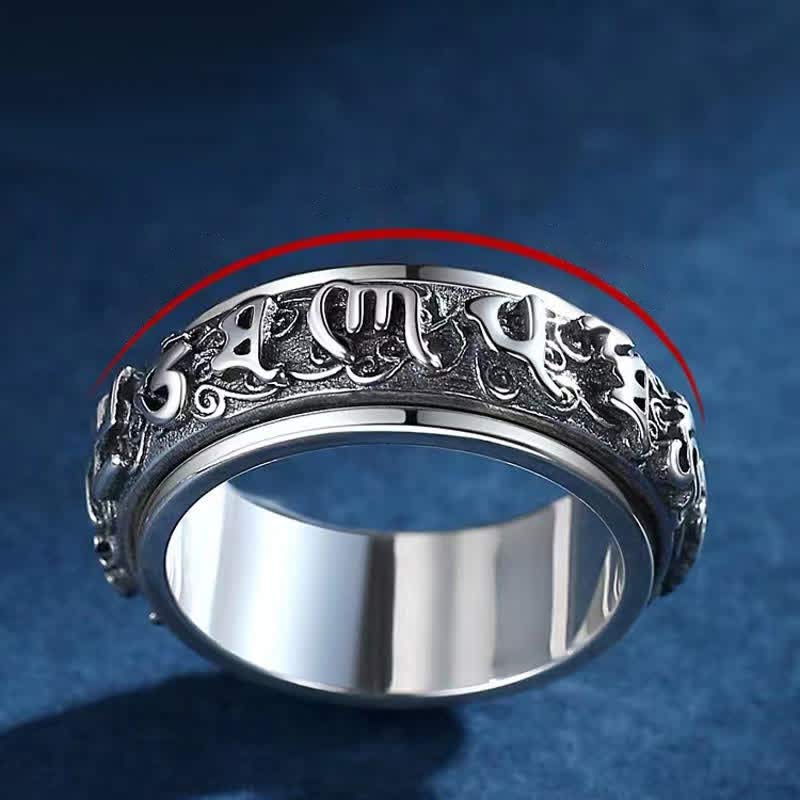 KarmaRipple's Six True Words Swastika Bronze Balancing Rotatable Ring p2