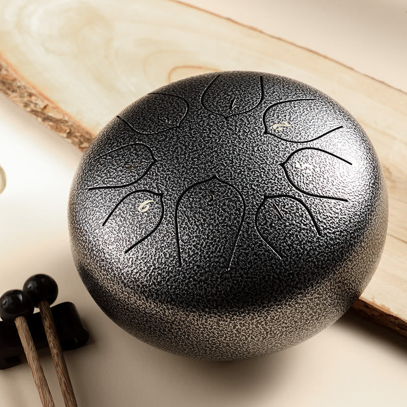 KarmaRipple's Steel Tongue Drum Sound Balancing Meditation Lotus Pattern Drum Kit 8 Note 6 Inch Percussion Instrument p29
