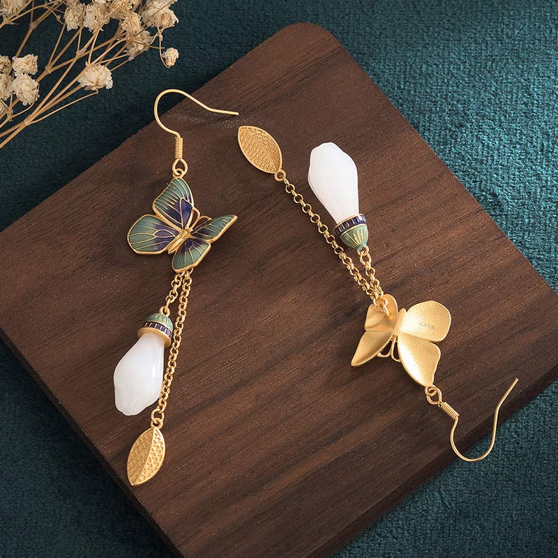 KarmaRipple's FengShui Ivory Jade Fortune Earrings p5