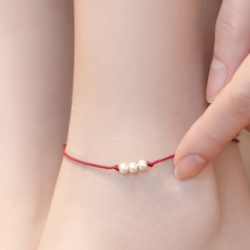 KarmaRipple's 925 Sterling Silver Three Beadwork Protection String Bracelet Anklet p13