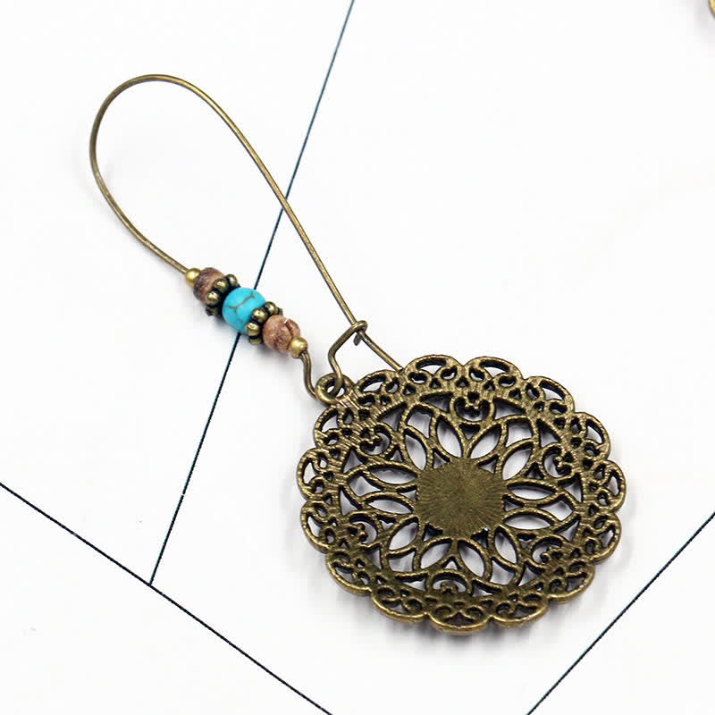 KarmaRipple's Round Flower Design Fortune Dangle Drop Earrings p2