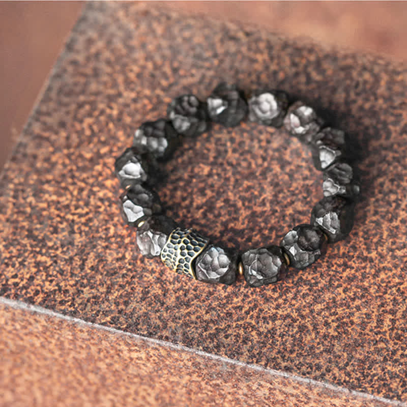 KarmaRipple's Ebony Wood Bronze Peace Balance Pair Bracelet p7