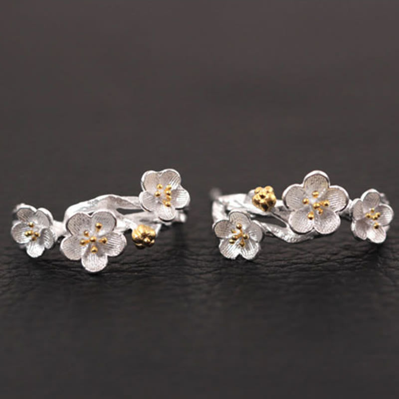 KarmaRipple's 925 Sterling Silver Plum Blossom Floral Blessing Earrings p10