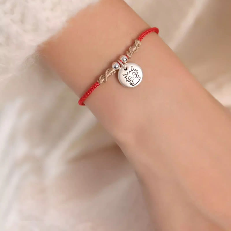 KarmaRipple's Handmade 999 Sterling Silver Year of the Dragon Cute Chinese Zodiac Fortune Woven Bracelet ( p32