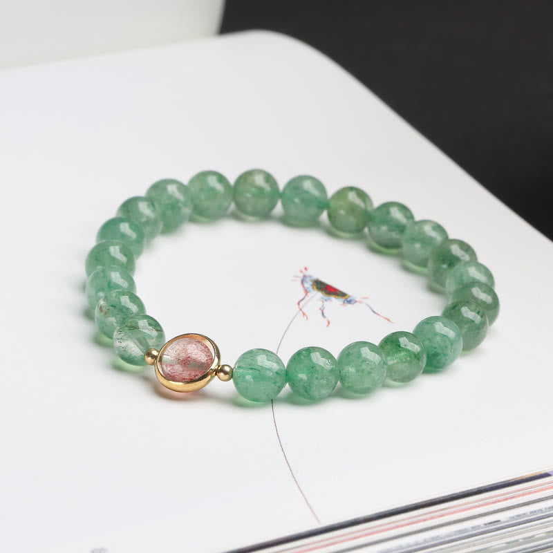 KarmaRipple's Authentic Green Strawberry Quartz Soothing Beaded Bracelet p2