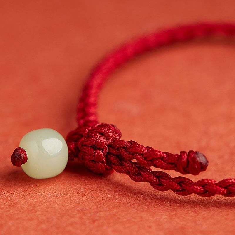 KarmaRipple's Round Peace Buckle Jade Lotus Happiness Abundance Wealth String Bracelet p12