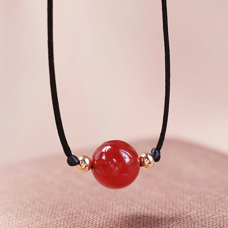 KarmaRipple's Authentic Red Agate Chalcedony Self-acceptance Confidence String Bead Bracelet Pendant Necklace p7