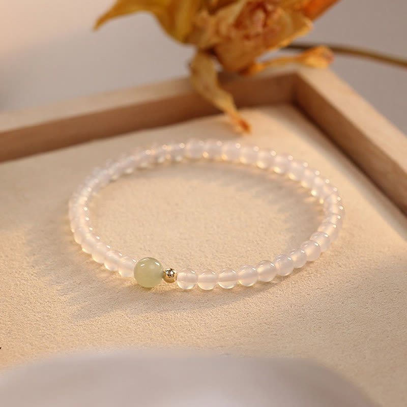 KarmaRipple's Authentic Ivory Agate Jade Fortune Protection Bracelet p3