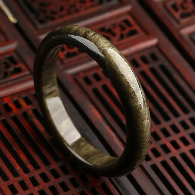KarmaRipple's Gold Sheen Obsidian Silver Sheen Obsidian Protection Bracelet Bangle p1
