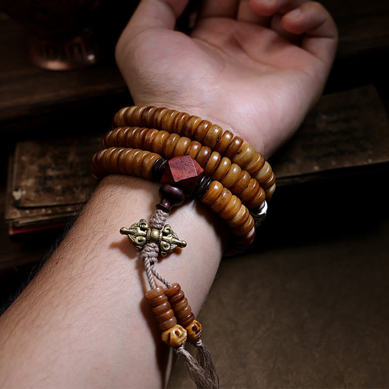 KarmaRipple's Tibetan 108 Mala Beadwork Yak Bone Dzi Bead PiXiu Nine Palaces Eight Diagrams Balance Bracelet p19