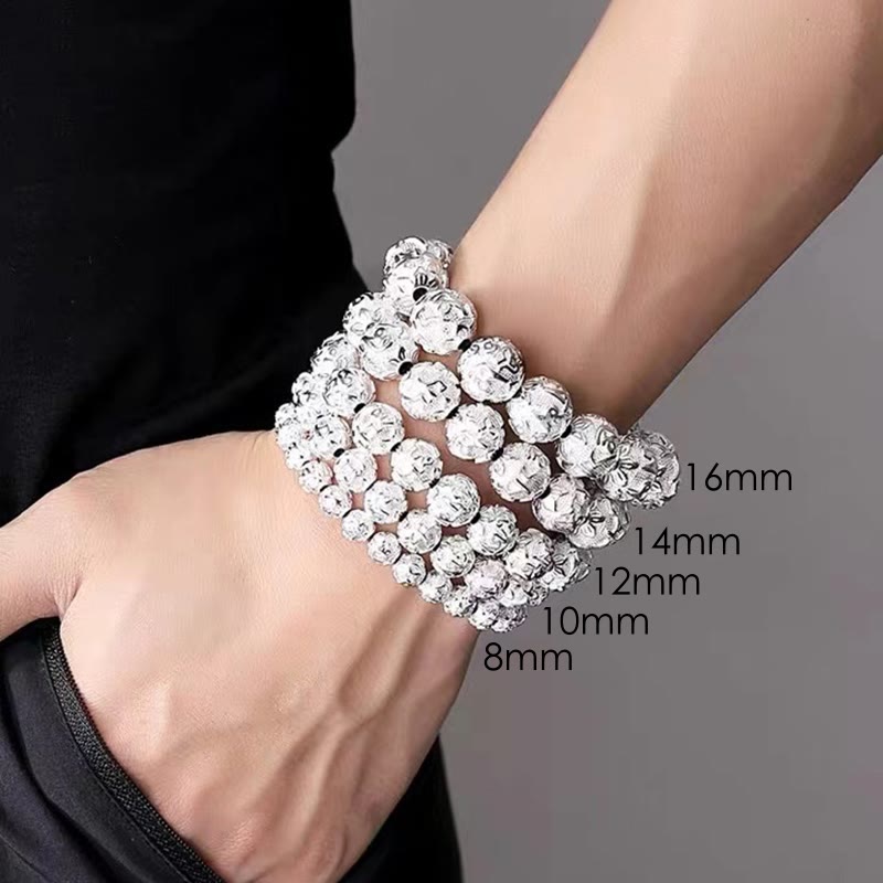 KarmaRipple's Tibetan Om Mani Padme Hum Carved Alloy Beadwork Amulet Bracelet ( p15