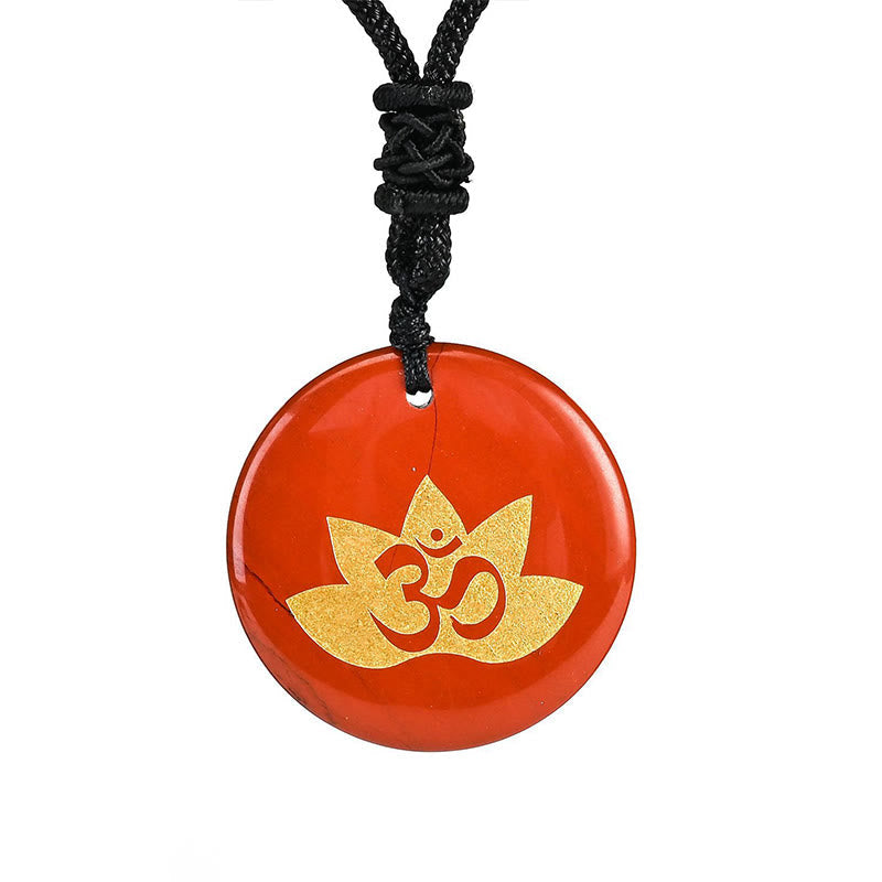KarmaRipple's OM Lotus Symbol Various Gemstone Amethyst Tiger Eye Balancing Pendant Necklace p3