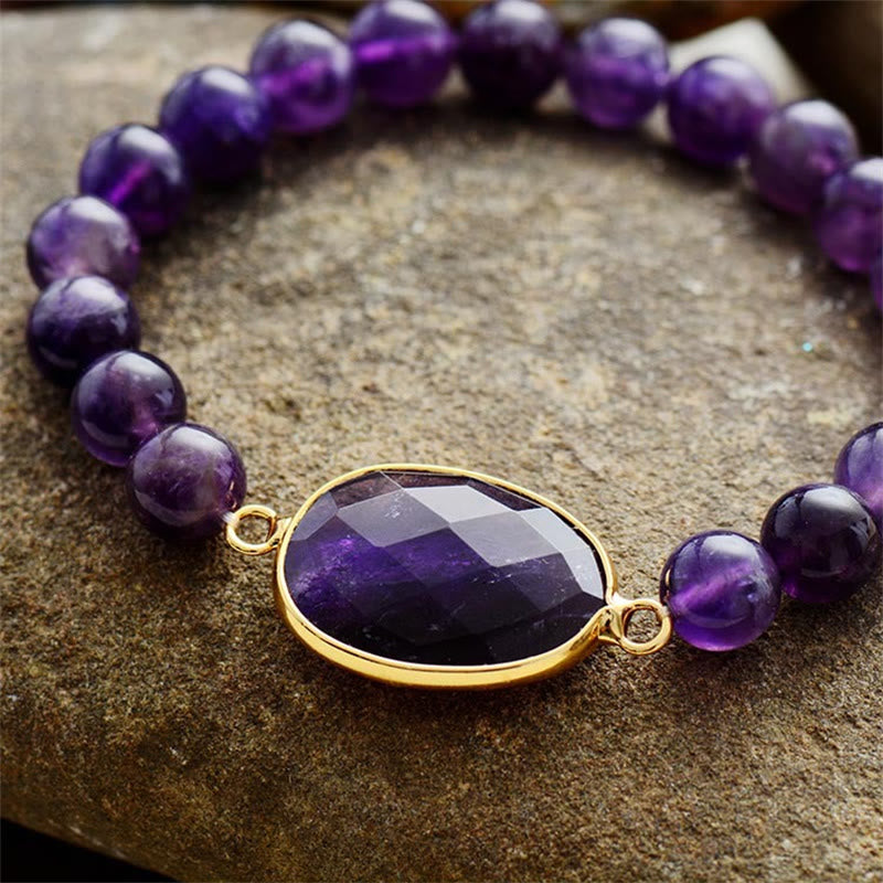 KarmaRipple's Authentic Amethyst Gemstone Balance Marquise Pattern Bracelet p3