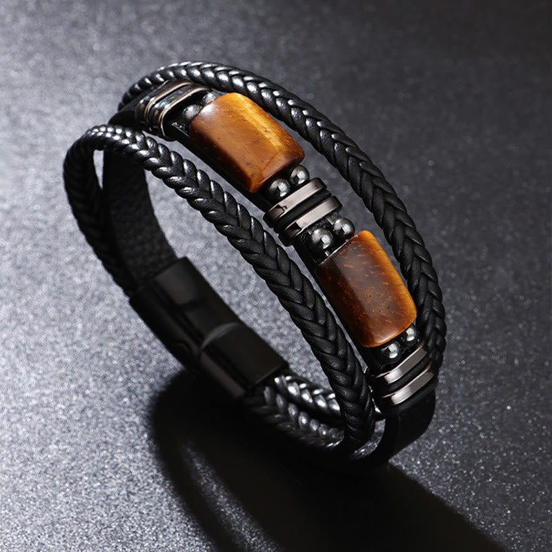 KarmaRipple's Tiger Eye Power Magnetic Buckle Multilayered Leather Bracelet p6
