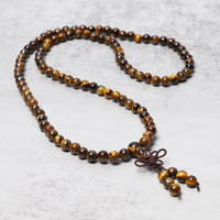 KarmaRipple's Tibetan 108 Authentic Tiger Eye Gemstone Beadwork Prayer Mala Bracelet Pendant