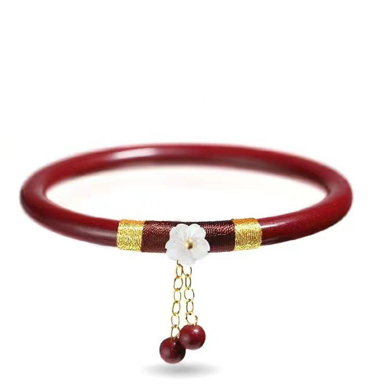 KarmaRipple's 2Pcs Cinnabar Flower Blessing Bangle Talisman Bracelet p4