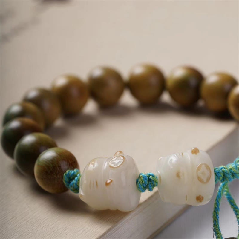 KarmaRipple's Green Sandalwood Bodhi Seed Fortunate Cat Positive Bracelet p4