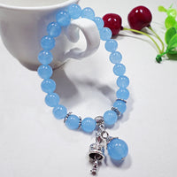 KarmaRipple's Vintage Gemstone Chalcedony Stone Energy Beaded Bell Talisman Bracelet