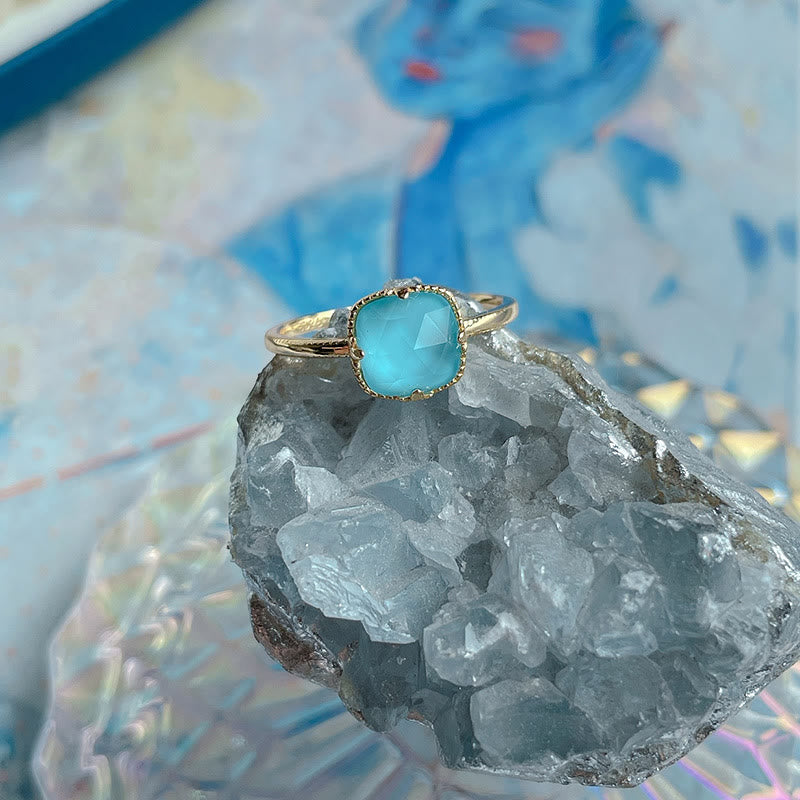KarmaRipple's 925 Sterling Silver Plated Gold Turquoise Protection Ring Earrings Pendant Necklace Set p46