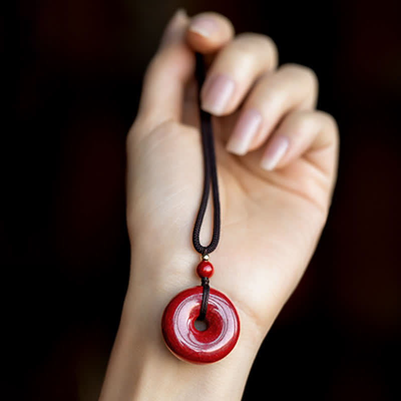 KarmaRipple's Cinnabar Peace Buckle Calm Blessing Pendant Necklace p8