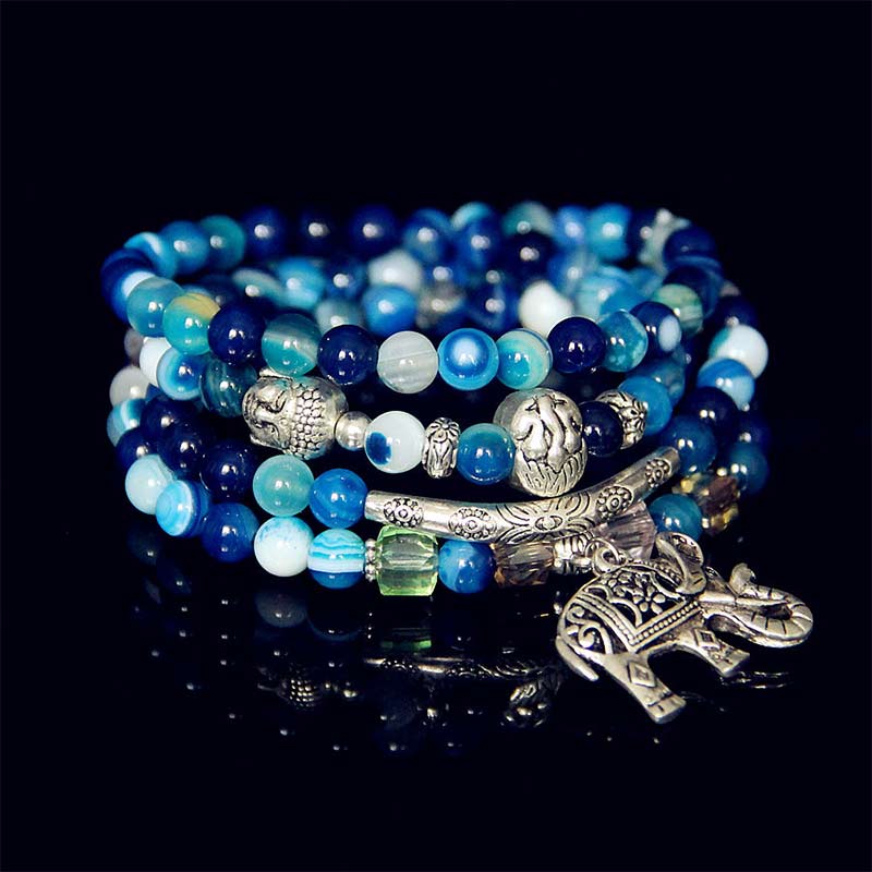 KarmaRipple's Authentic Agate Elephant Buddha Hope Bracelet p1