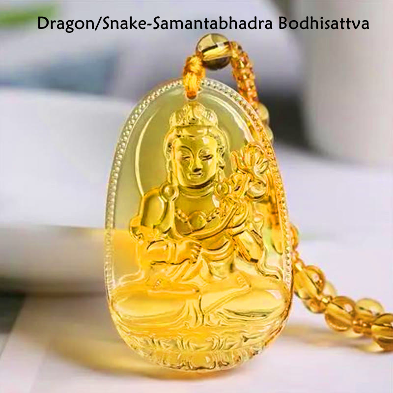 KarmaRipple's Citrine Guardian Buddha Serenity Necklace Pendant ( p5