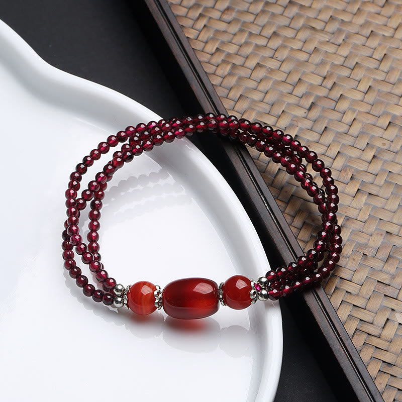 KarmaRipple's Authentic Garnet Red Agate Protection Triple Layer Bracelet p2