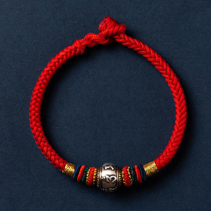 KarmaRipple's 925 Sterling Silver Tibet Handmade Om Mani Padme Hum Fortune Protection King Kong Weave Woven Bracelet p2