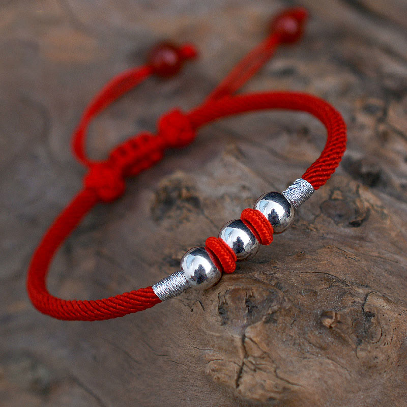 KarmaRipple's 925 Sterling Silver Fortunate Bead Protection Red String Bracelet p1