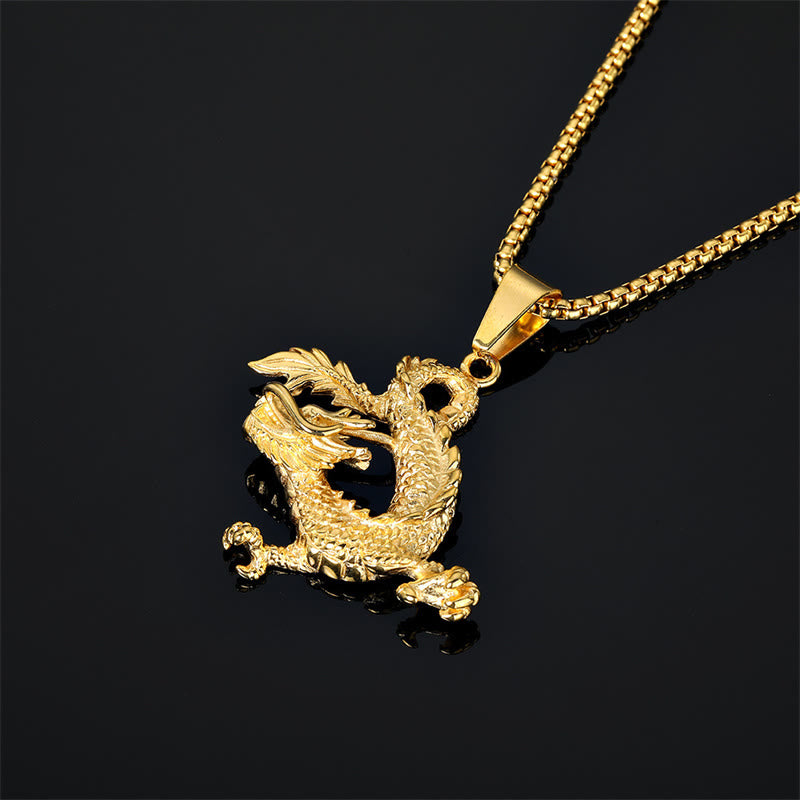 KarmaRipple's Dancing Dragon Pattern Fortune Pendant Necklace p4
