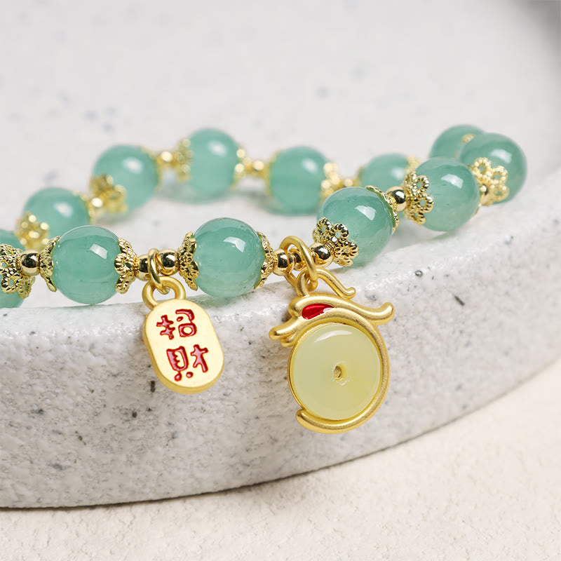 KarmaRipple's Year of the Dragon Red Agate Green Aventurine Peace Buckle Fu Character Fortunate Fortune Bracelet p11