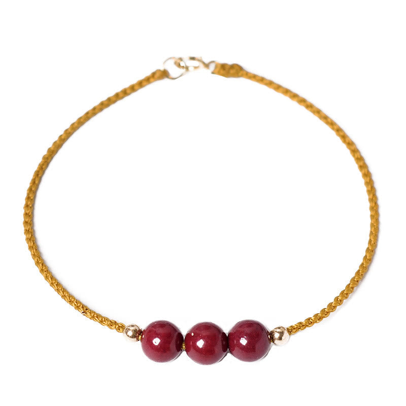 KarmaRipple's 14K Gold Plated Authentic Cinnabar Blessing String Woven Bracelet p16