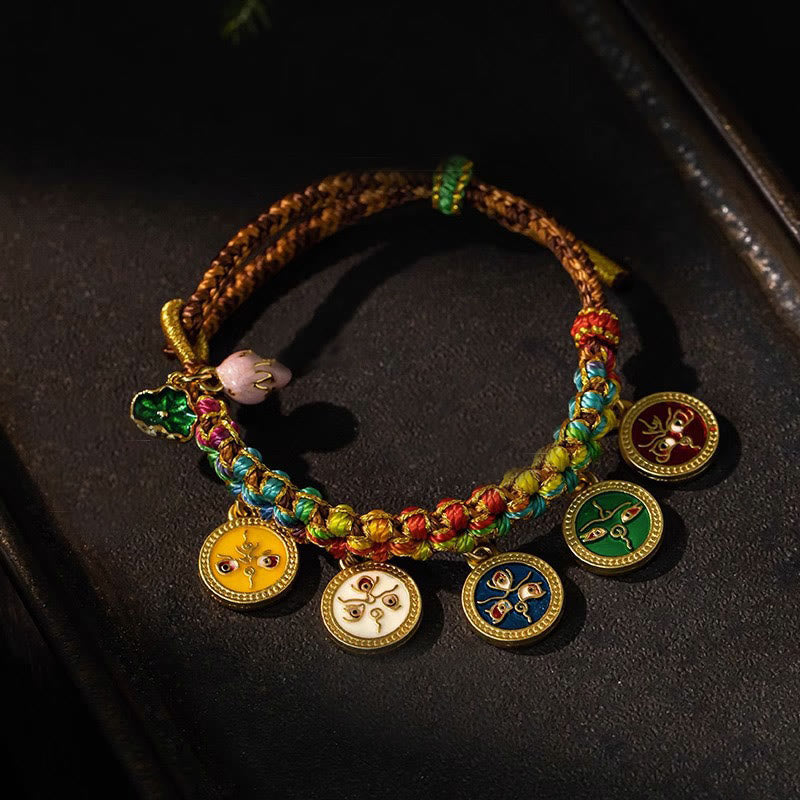 KarmaRipple's Tibetan Colorful Rope Five God Of Wealth Fortune Braid Bracelet p1