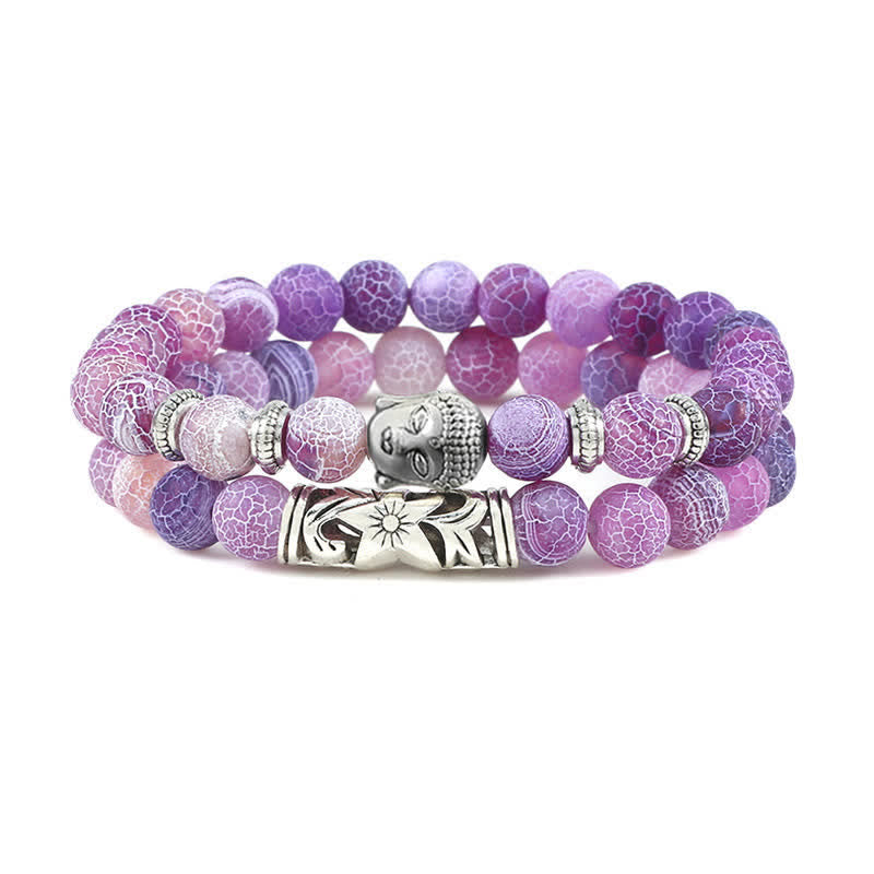 KarmaRipple's 2Pcs Authentic Gemstone Agate Buddha Protection Bracelet p37