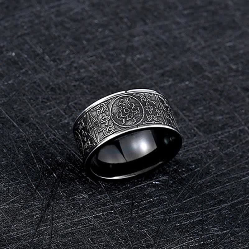 KarmaRipple's Four Guardian Beast Dragon Ivory Tiger Suzaku Basalt Carved Success Fortune Ring p10
