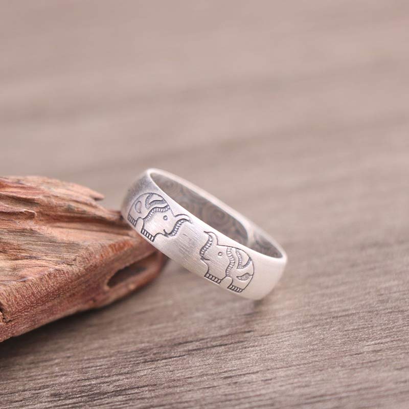 KarmaRipple's 999 Sterling Silver Lotus Elephant Six True Words Blessing Ring p7