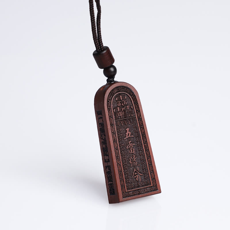 KarmaRipple's Lightning Struck Jujube Wood Taoist Five Thunder Order Fortune Protection Pendant Necklace p10