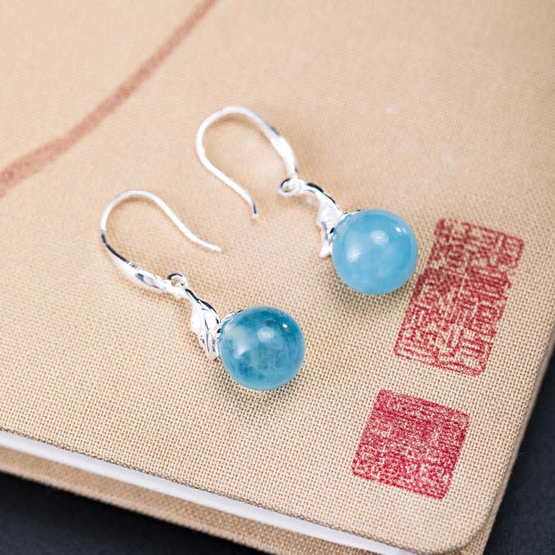 KarmaRipple's 925 Sterling Silver Authentic Aquamarine Leaf Flower Peace Earrings Pendant p7