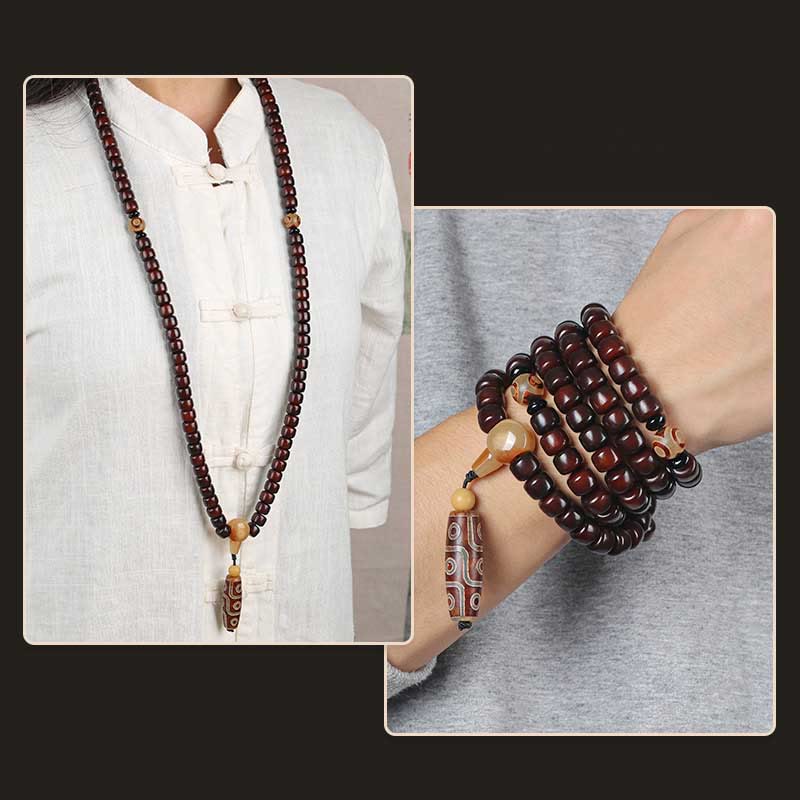 KarmaRipple's 108 Mala Beadwork Three-eyed Dzi Bead Nine-eye Dzi Bead Jade Fortune Bracelet p15