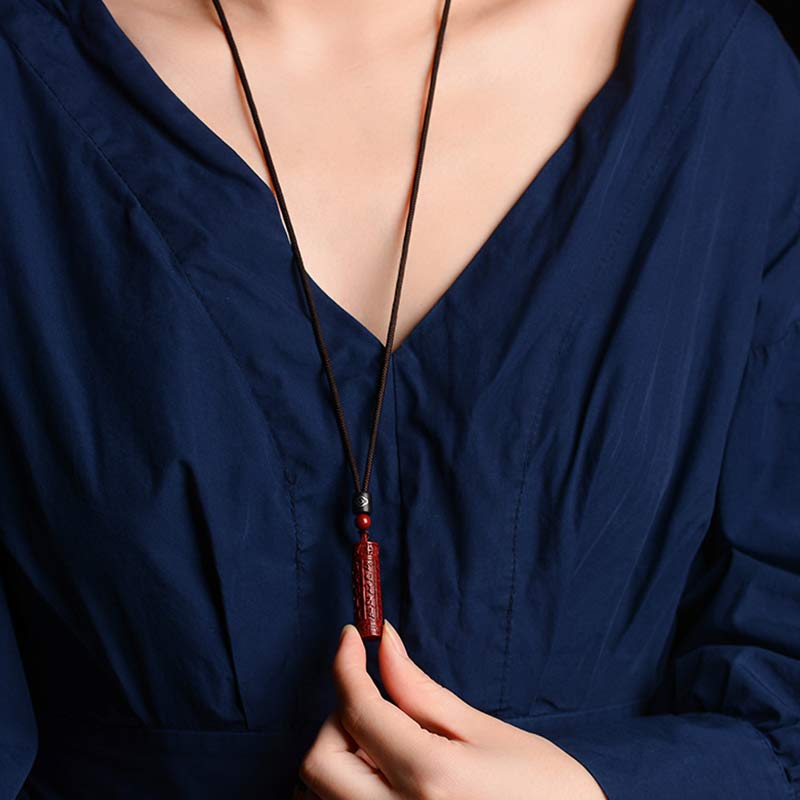 KarmaRipple's Tibetan Cinnabar Mantra Concentration String Pendant p3