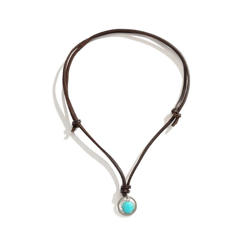KarmaRipple's Round Turquoise Stone Protection Strength Pendant Necklace p6