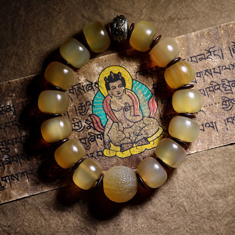 KarmaRipple's Handmade Tibetan Sheep Horn Om Mani Padme Hum Auspiciousness Bracelet p7